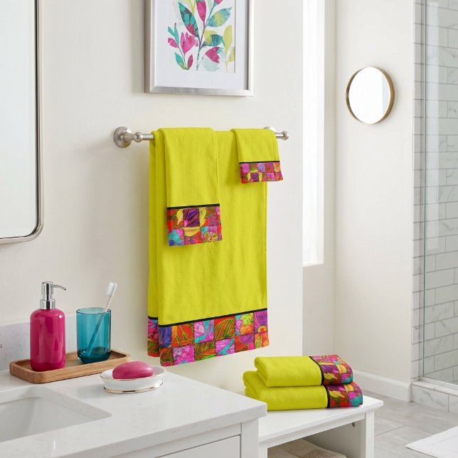 Ensemble de serviettes de bain florales à carreaux (Créateur téléchargé)