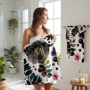 Ensemble de serviettes de bain florales bleues pou