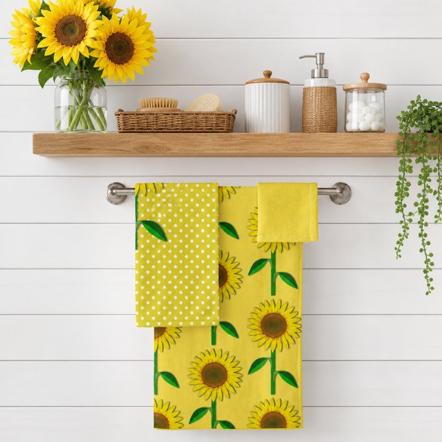Ensemble de serviettes de bain florales jaunes tou (Créateur téléchargé)