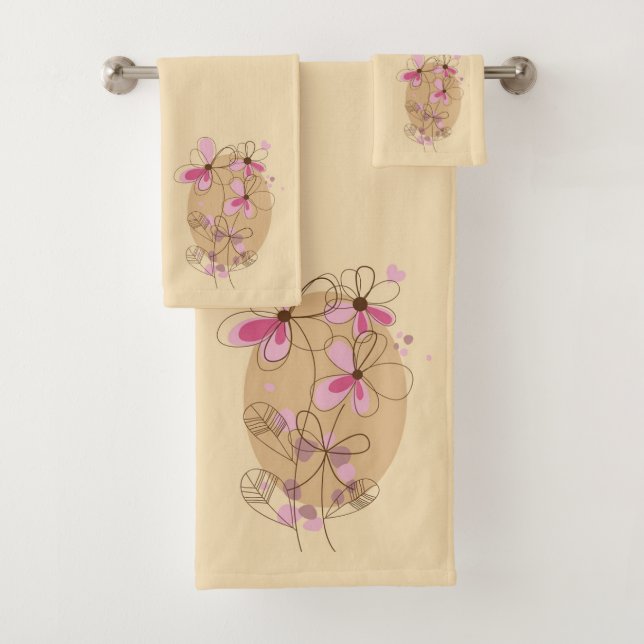 Ensemble de serviettes de bain florales modernes (En situation)