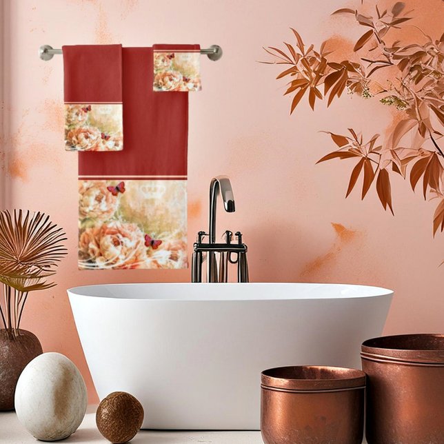 Ensemble de serviettes de bain florales pêche (Créateur téléchargé)