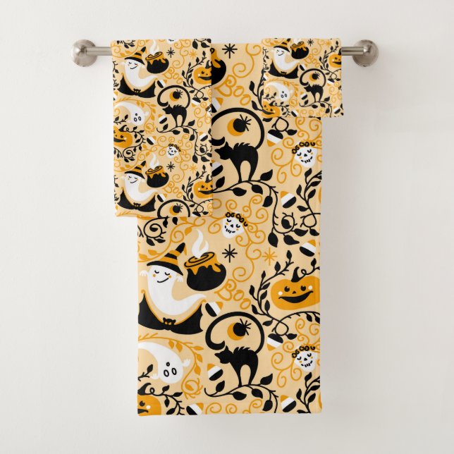 Ensemble de serviettes de bain Halloween Chauves-s (En situation)