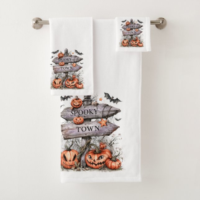 Ensemble de serviettes de bain Halloween de Spooky (En situation)