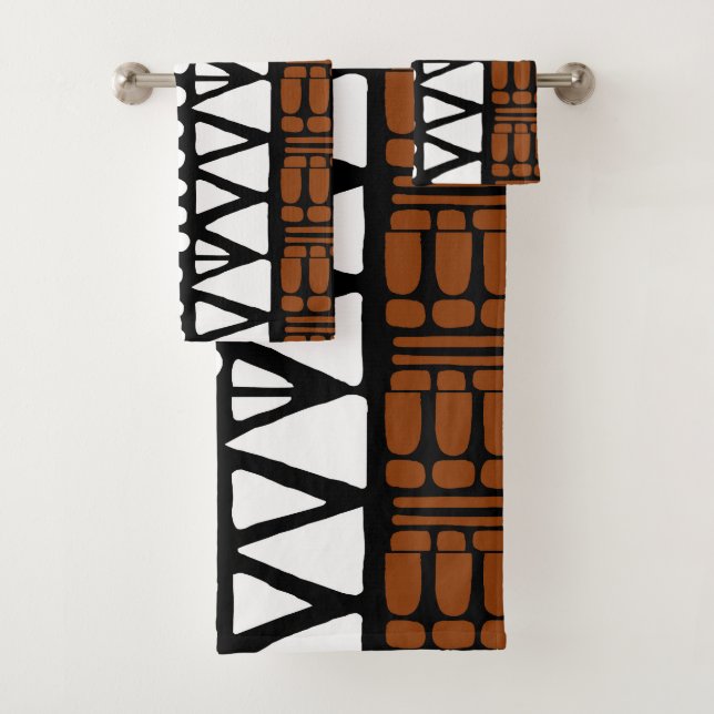 Ensemble de serviettes de bain imprimé Bogolan afr (En situation)