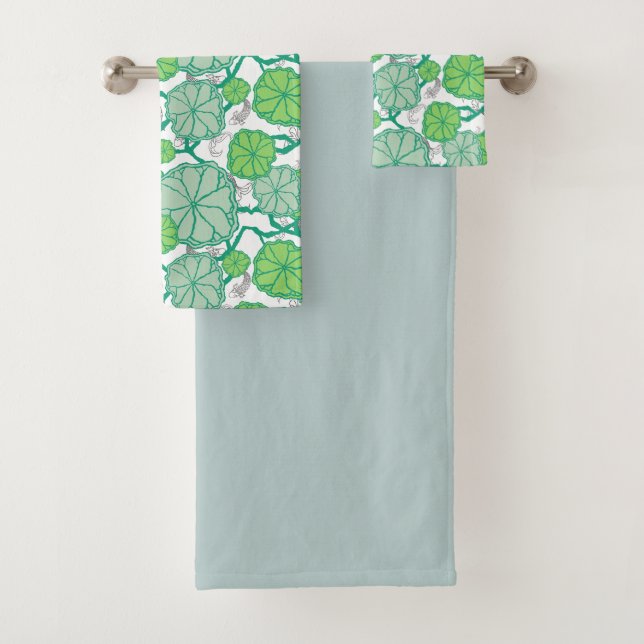 Ensemble de serviettes de bain japonais Koi Pond (En situation)