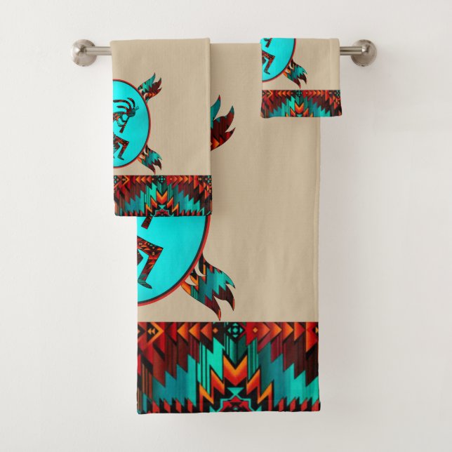 Ensemble de serviettes de bain Kokopelli Sud-Ouest (En situation)