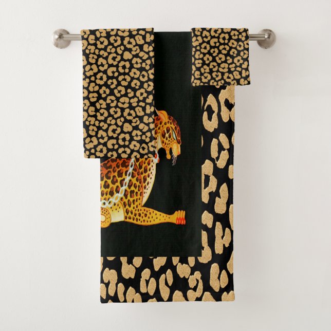 Ensemble de serviettes de bain Lady Leopard (En situation)