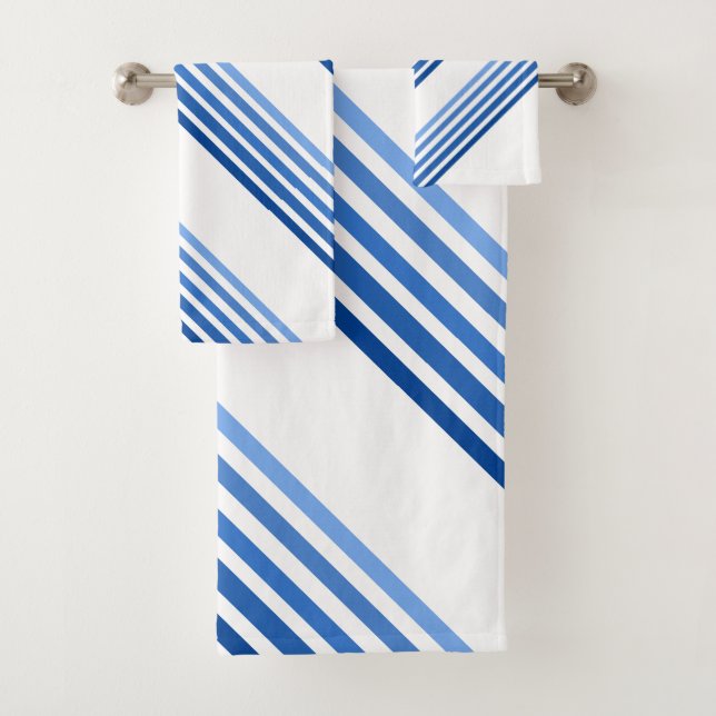 Ensemble de serviettes de bain - Lignes bleues en  (En situation)