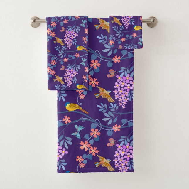 Ensemble de serviettes de bain Lilas Violet (En situation)