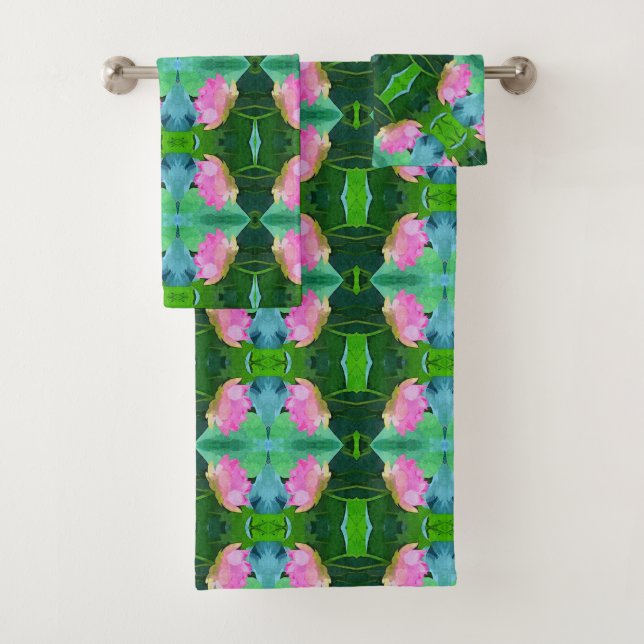 Ensemble de serviettes de bain - Lotus rose Abstra (En situation)