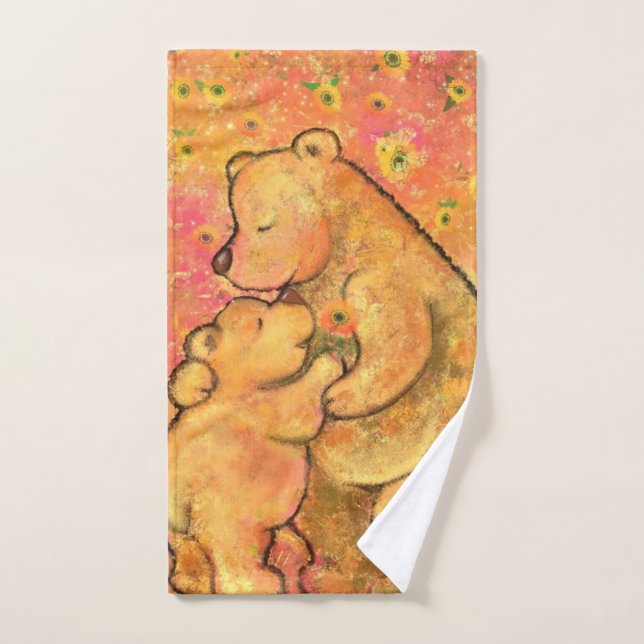 Ensemble de serviettes de bain maman et bébé ours (Serviette à main)