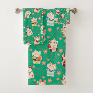 Ensemble de serviettes de bain Maneki Neko Lucky C