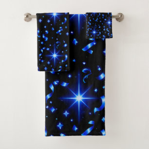 Ensemble de serviettes de bain minuit, bleu étince