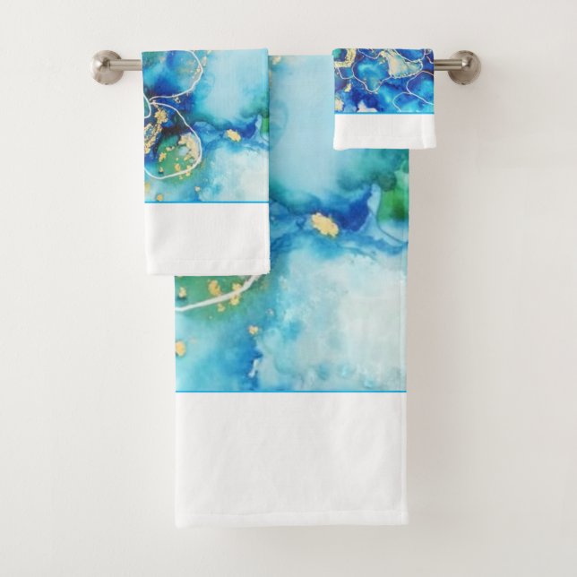 Ensemble de serviettes de bain moderne d'art origi (En situation)