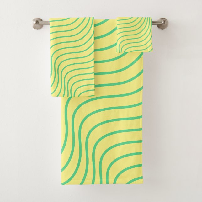 Ensemble de serviettes de bain moderne Wavey Strip (En situation)
