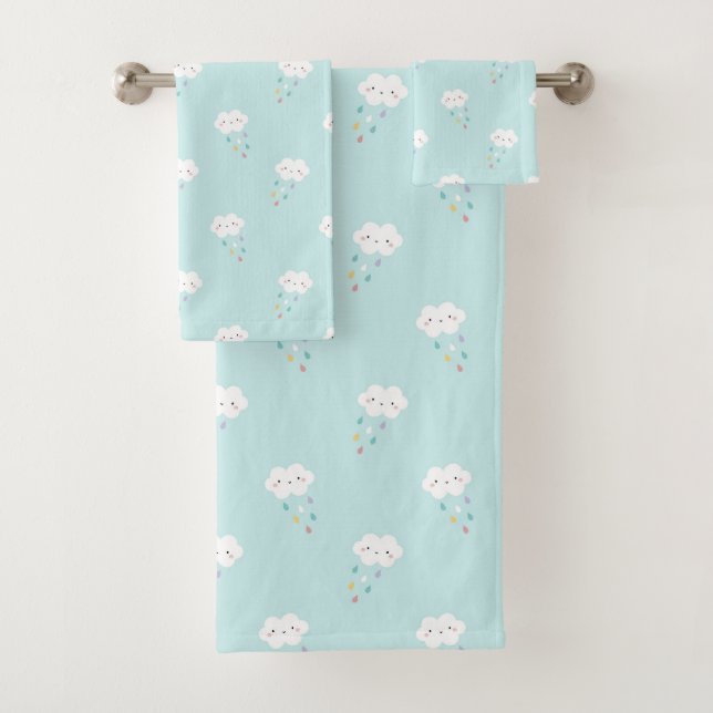 Ensemble de serviettes de bain Motif à nuage doux  (En situation)