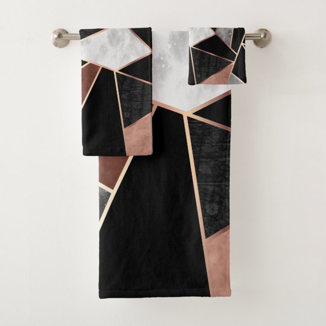 Ensemble de serviettes de bain Motif Abstrait rose (En situation)
