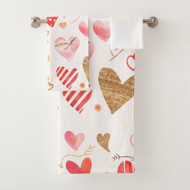 Ensemble de serviettes de bain Motif au coeur de C (En situation)