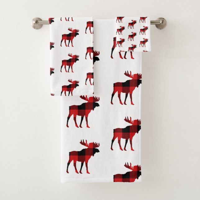 Ensemble de serviettes de bain Motif Cabine Moose (En situation)