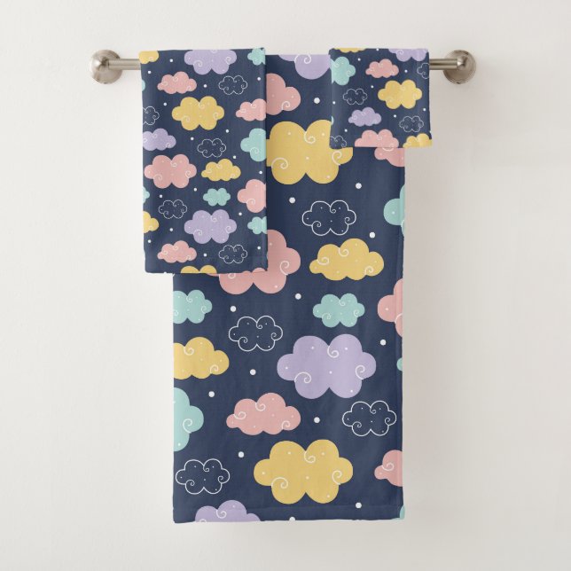 Ensemble de serviettes de bain Motif Cloud Cute Ka (En situation)