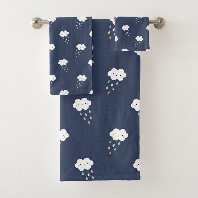 Ensemble de serviettes de bain Motif Cloud Cute Ka (En situation)
