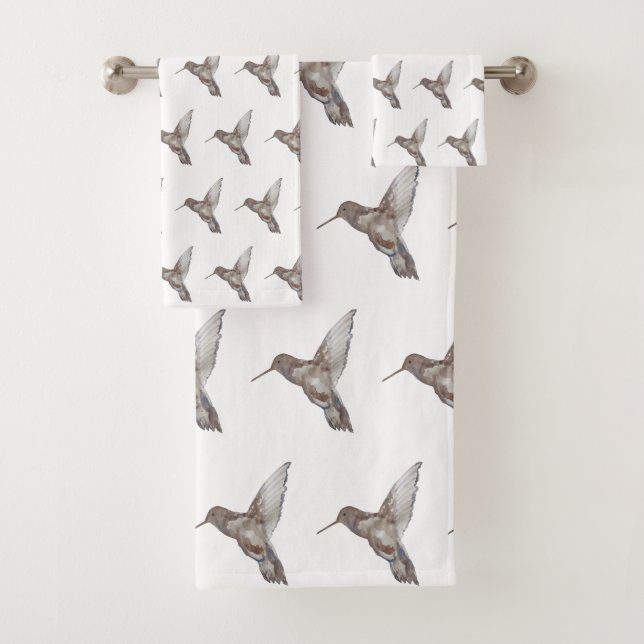 Ensemble de serviettes de bain Motif colibri (En situation)