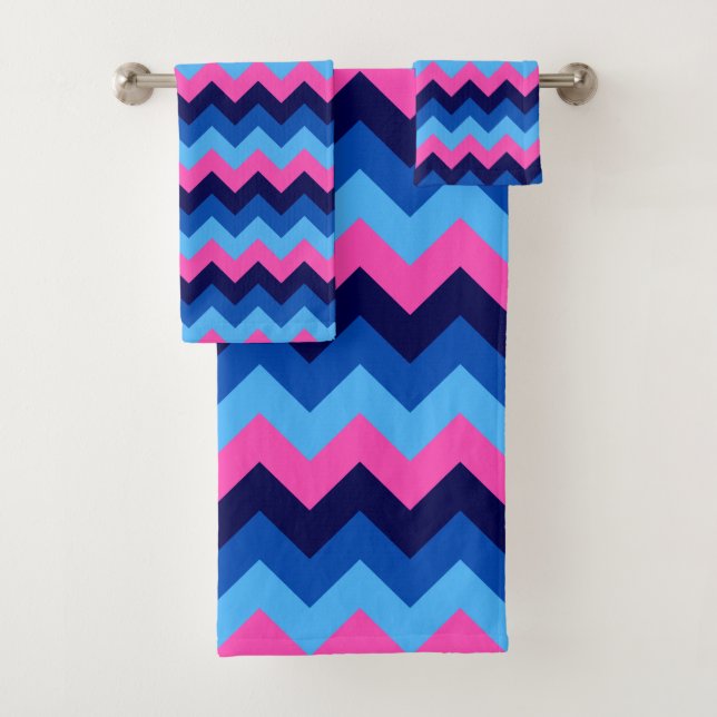 Ensemble de serviettes de bain Motif cool bleu ros (En situation)