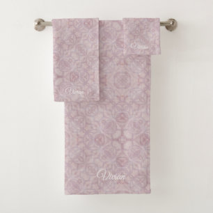 Ensemble de serviettes de bain Motif couleur rose