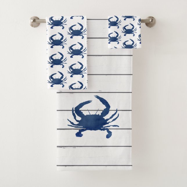 Ensemble de serviettes de bain Motif de crabe bleu (En situation)