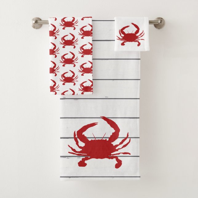 Ensemble de serviettes de bain Motif de crabe roug (En situation)