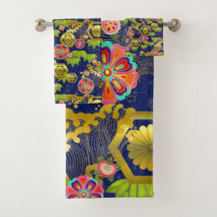 Ensemble de serviettes de bain motif de jurokugiku