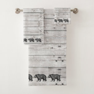 Ensemble de serviettes de bain Motif en bois gris 