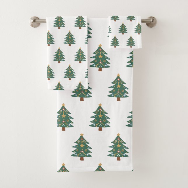 Ensemble de serviettes de bain Motif en sapin de N (En situation)