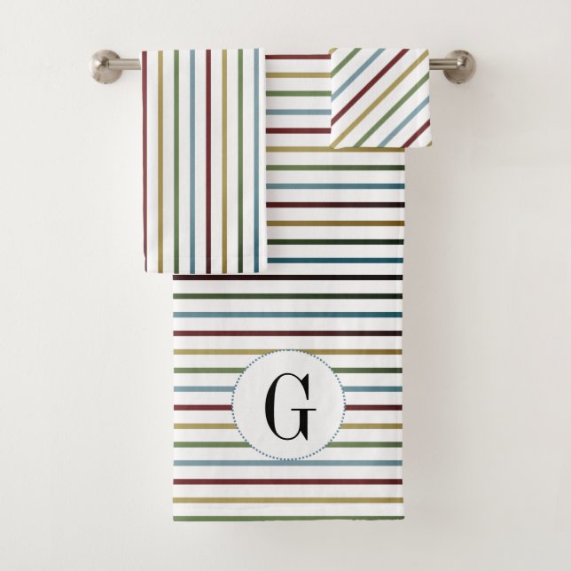 Ensemble de serviettes de bain motif et monogramme (En situation)