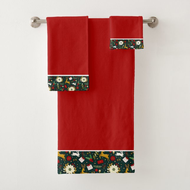 Ensemble de serviettes de bain motif Noël (En situation)