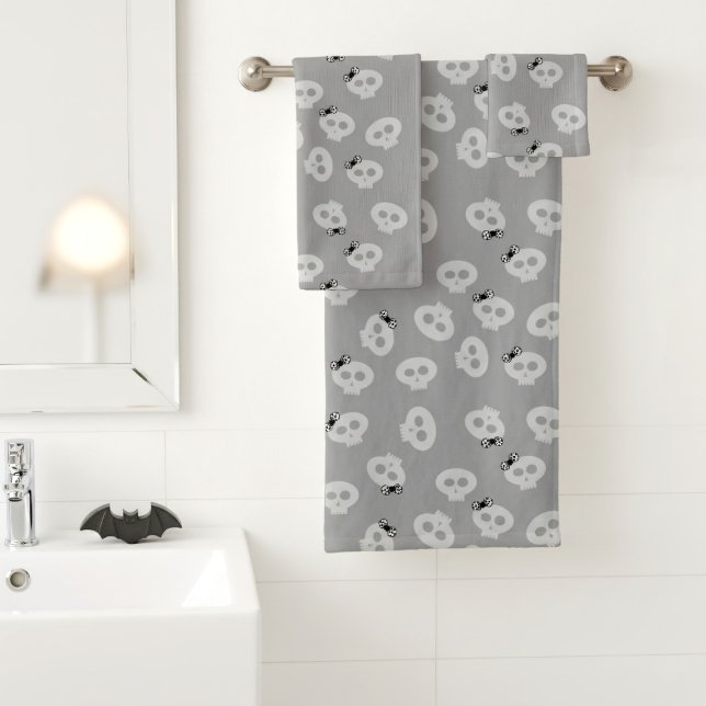 Ensemble de serviettes de bain Motif pour Hallowee (Cute and spooky bath towels for your Halloween bathroom)