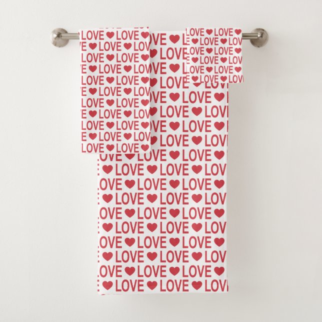 Ensemble de serviettes de bain Motif Red Love (En situation)