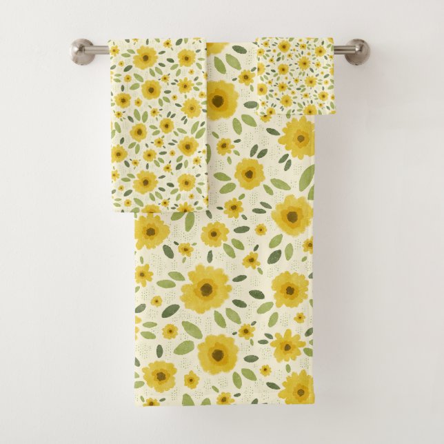 Ensemble de serviettes de bain Motif Sunflower (En situation)