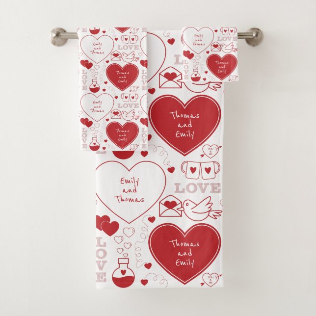 Ensemble de serviettes de bain Motif Valentine - R (En situation)