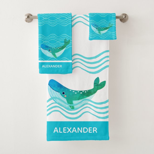 Ensemble de serviettes de bain Nautical Turquoise  (En situation)