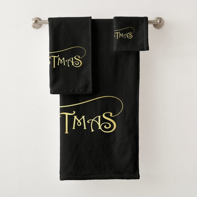 Ensemble de serviettes de bain Noir & Or (En situation)