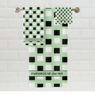 Ensemble de serviettes de bain Noir Vert Ferme mod
