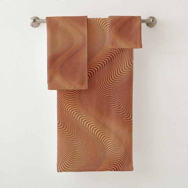 Ensemble de serviettes de bain Orange Gold Waves A (En situation)