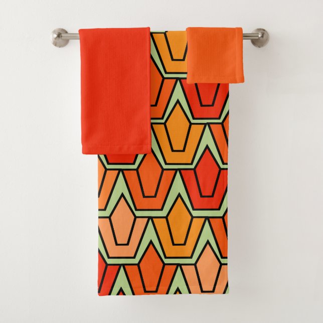 Ensemble de serviettes de bain Orange Tulip Field (En situation)