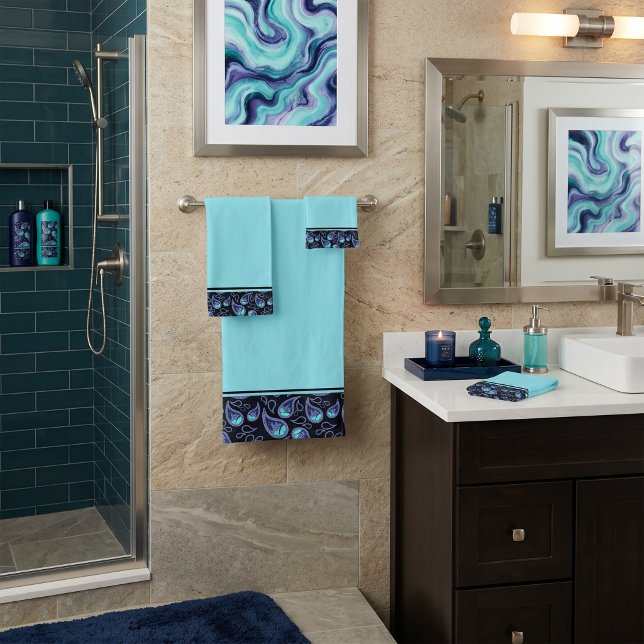 Ensemble de serviettes de bain paisley bleu et sar (Créateur téléchargé)