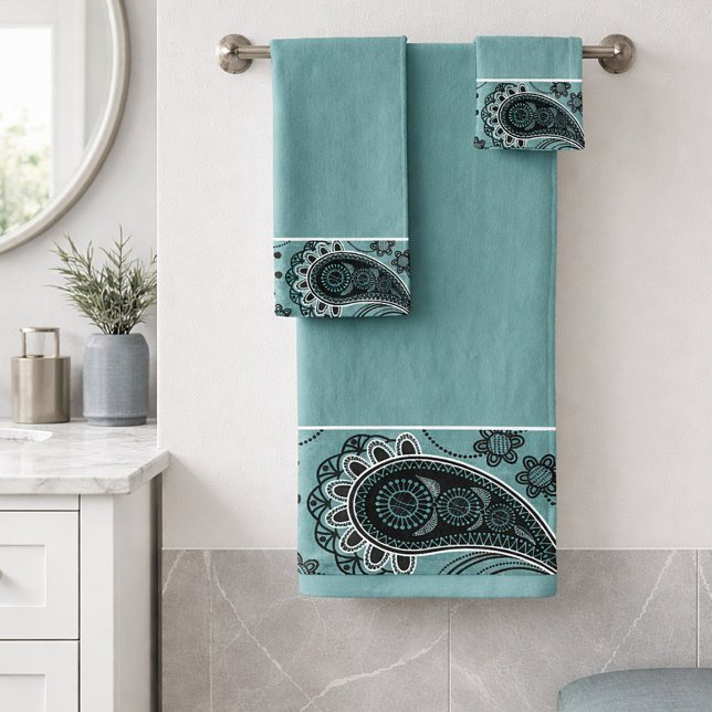Ensemble de serviettes de bain paisley sarcelle fo (Créateur téléchargé)