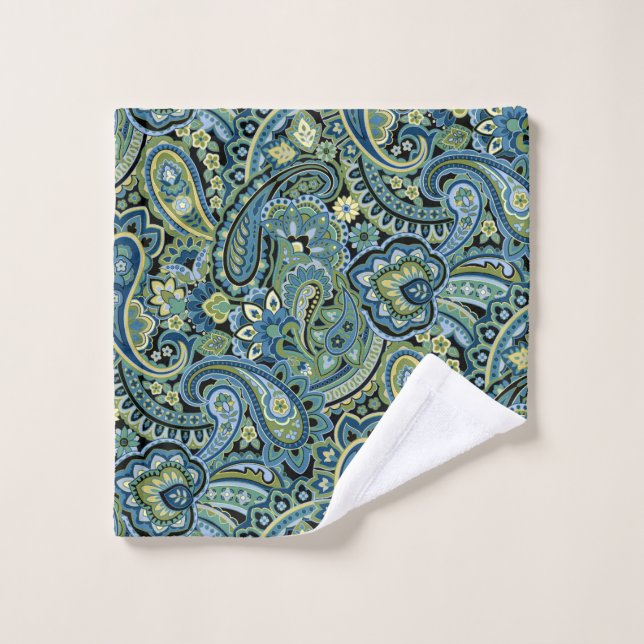 Ensemble de serviettes de bain Paisley vert forêt (Gant de toilette)