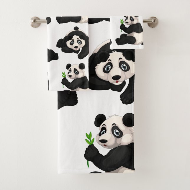 Ensemble de serviettes de bain Panda Bears (En situation)