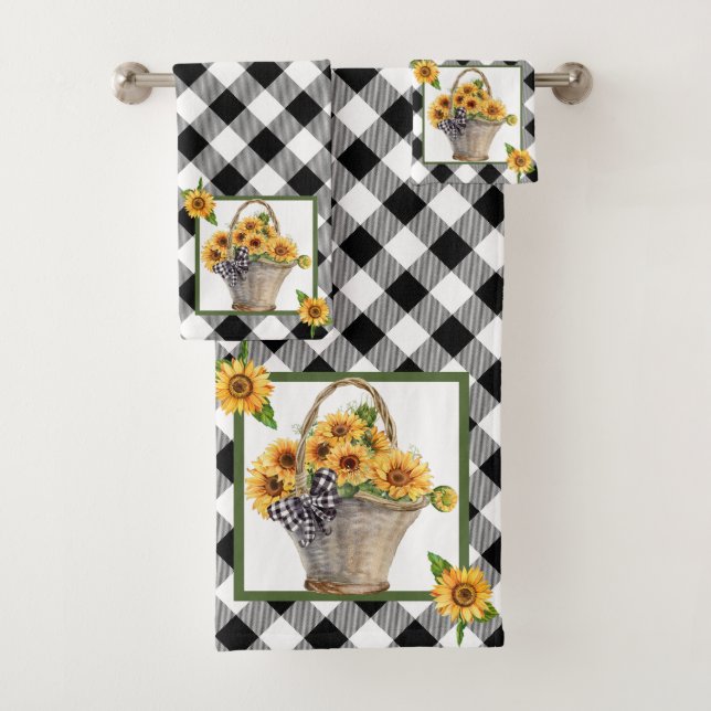 Ensemble de serviettes de bain panier de tournesol (En situation)