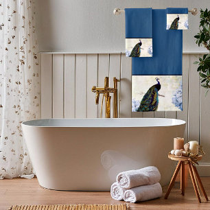 Ensemble de serviettes de bain paon et hydrangea